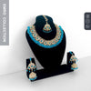 Gold and Light Blue Necklace Set – Bridal Jewelry with Earrings and Tikka
