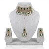 Pakistani Simple Green Choker Set – Wedding Jewellery with Earrings & Tikka