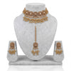 Simple Golden Choker Set with Earrings & Maang Tikka – Pakistani Jewellery