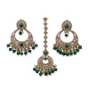 Green Earrings with Maang Tikka | Pakistani Jewellery