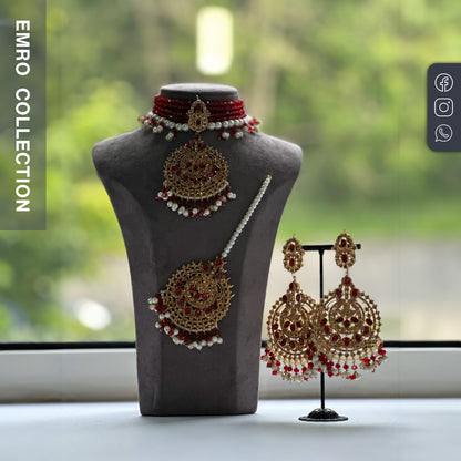Elegant and Simple Maroon Choker – A Stunning Indian & Pakistani Jewelry Piece for Your Next Eventvent