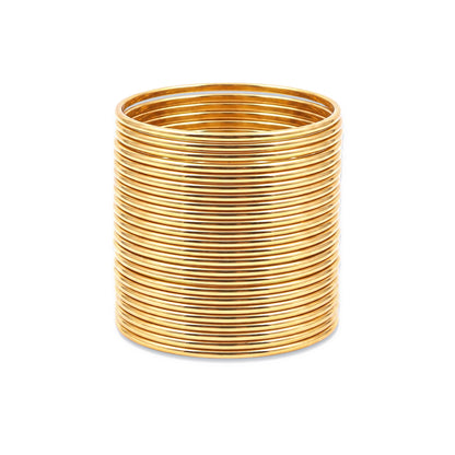 Champagne Plain Metal Bangles – 24 Piece Indian Jewellery Churi Set