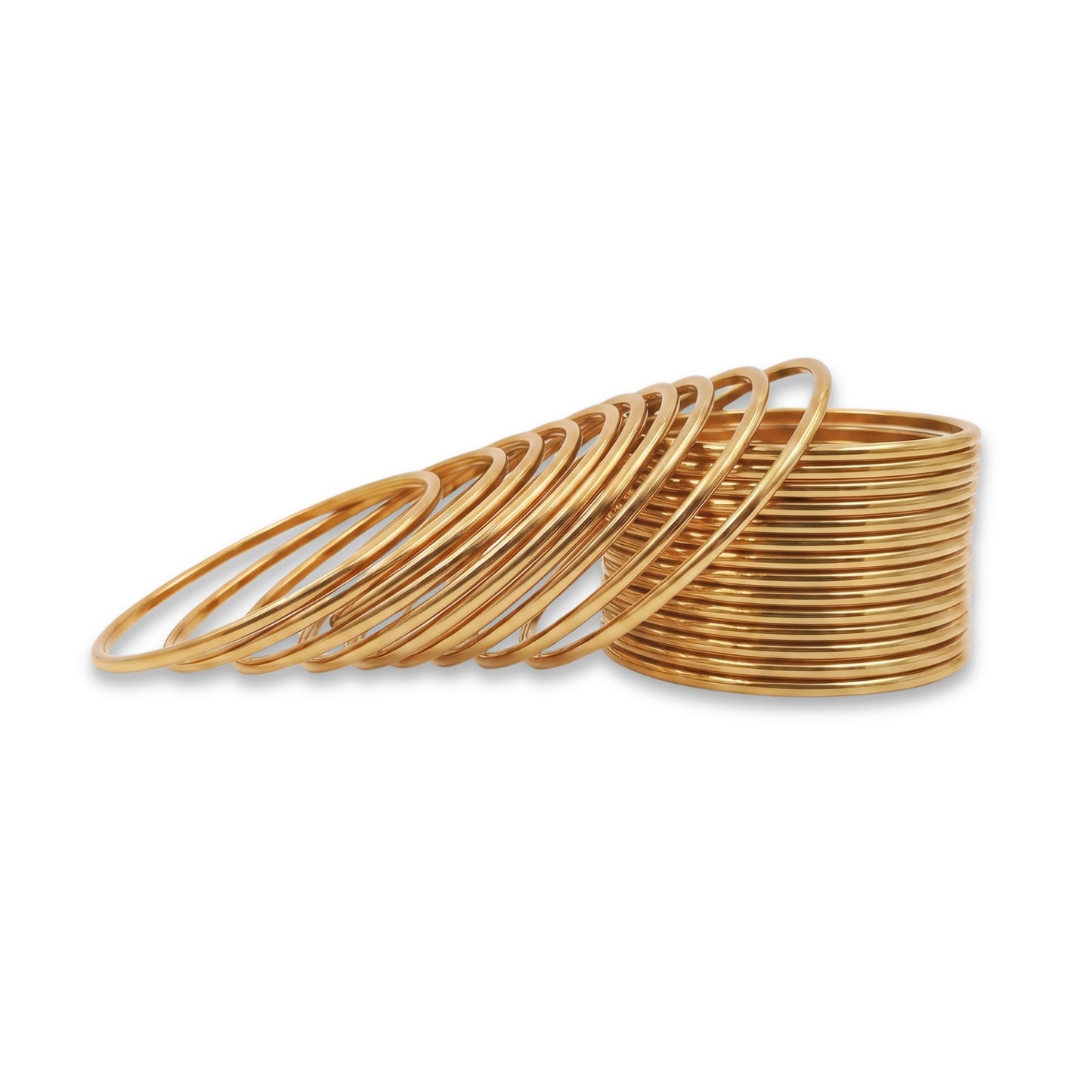 champagne plain metal bangles – 24 piece indian jewellery churi set