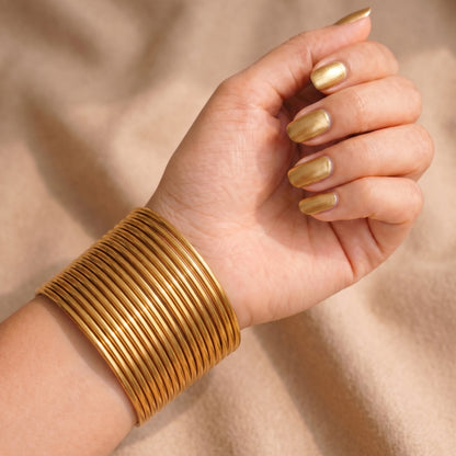 Champagne Plain Metal Bangles – 24 Piece Indian Jewellery Churi Set