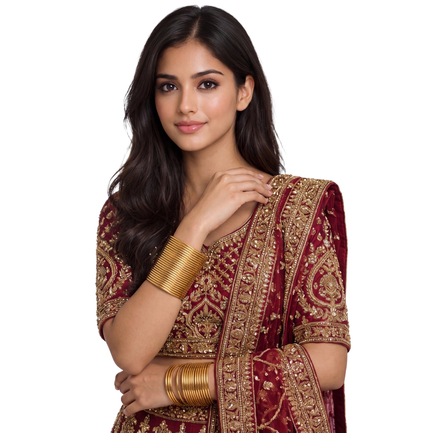 champagne plain metal bangles – 24 piece indian jewellery churi set