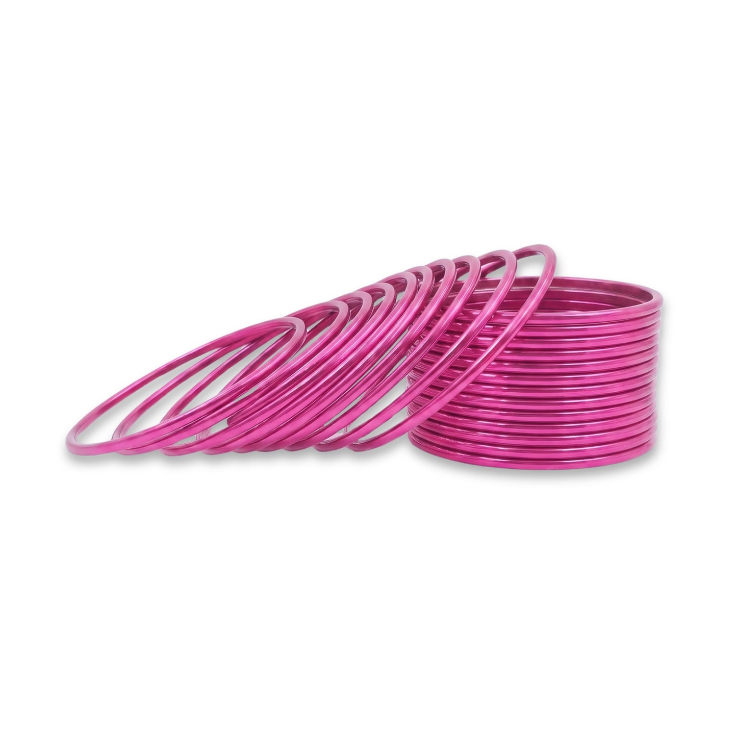 shocking pink plain metal bangles – 24 piece indian jewellery bridal churi set