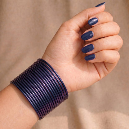 Navy Blue Plain Metal Bangles – 24 Piece Indian Jewellery Set