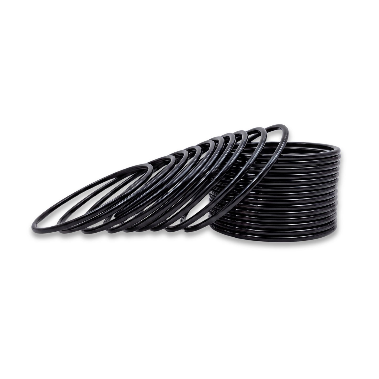 black plain metal bangles – 24 piece indian jewellery set