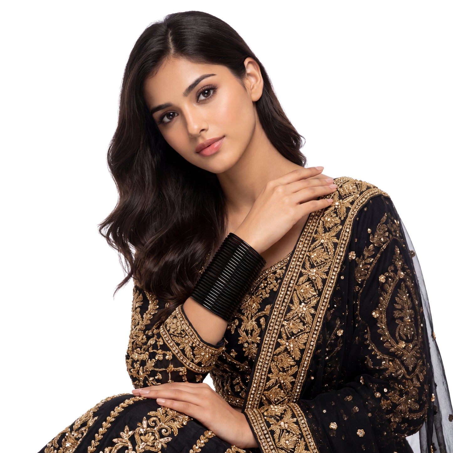 black plain metal bangles – 24 piece indian jewellery set