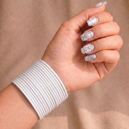 White Plain Metal Bangles – 24 Piece Indian Jewellery Set