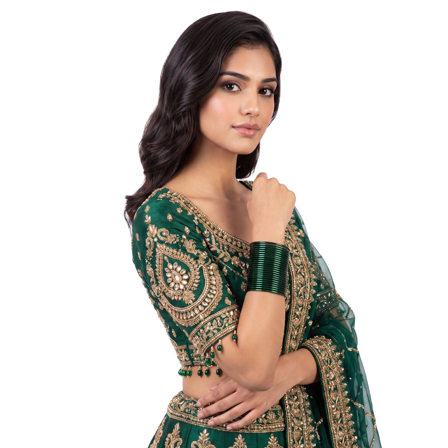 dark green plain metal bangles – 24 piece indian jewellery set