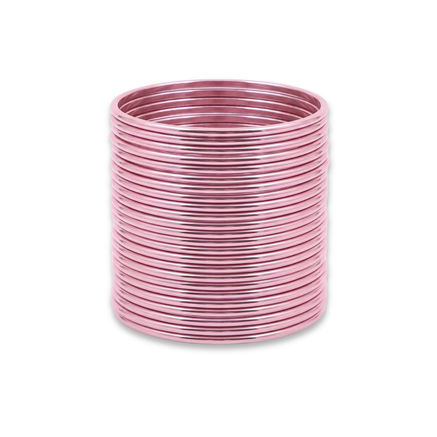 baby pink plain metal bangles – 24 piece indian jewellery set