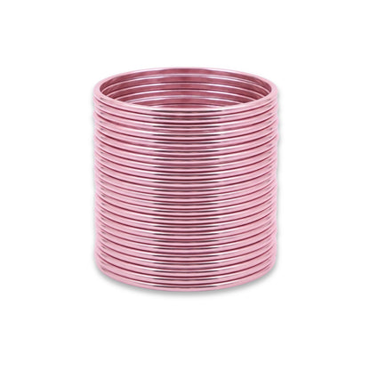 Baby Pink Plain Metal Bangles – 24 Piece Indian Jewellery Set