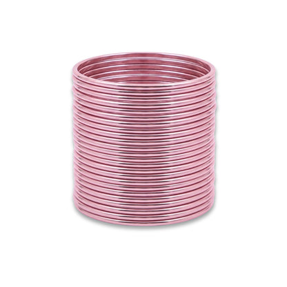 Baby Pink Plain Metal Bangles – 24 Piece Indian Jewellery Set