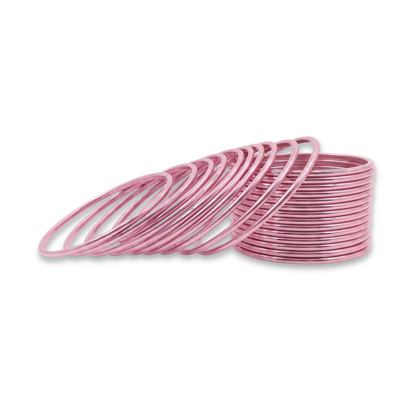 baby pink plain metal bangles – 24 piece indian jewellery set