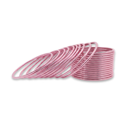 Baby Pink Plain Metal Bangles – 24 Piece Indian Jewellery Set