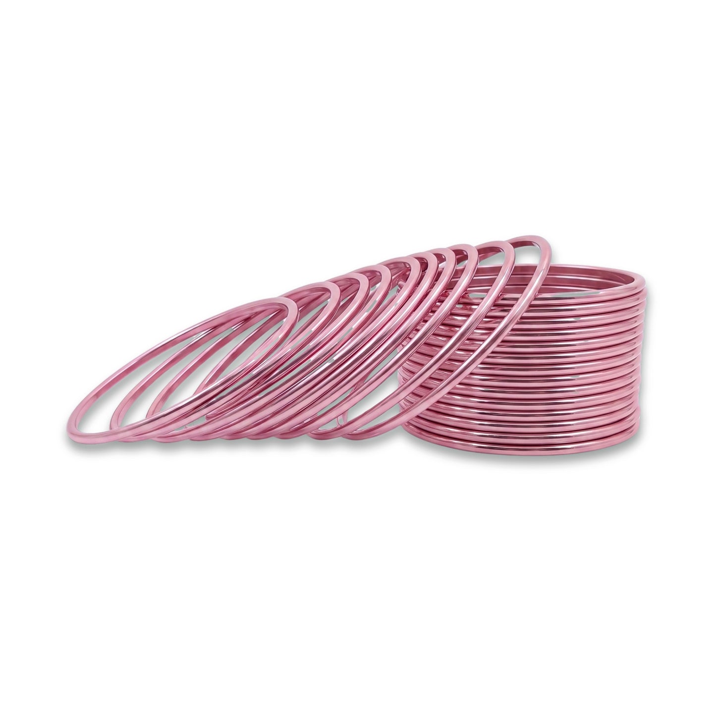 baby pink plain metal bangles – 24 piece indian jewellery set