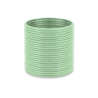 Mint Green Plain Metal Bangles – 24 Piece Indian Jewellery Set