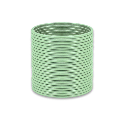 Mint Green Plain Metal Bangles – 24 Piece Indian Jewellery Set
