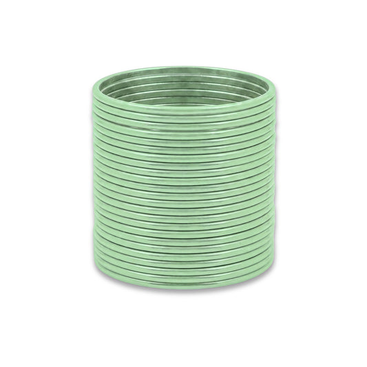 Mint Green Plain Metal Bangles – 24 Piece Indian Jewellery Set