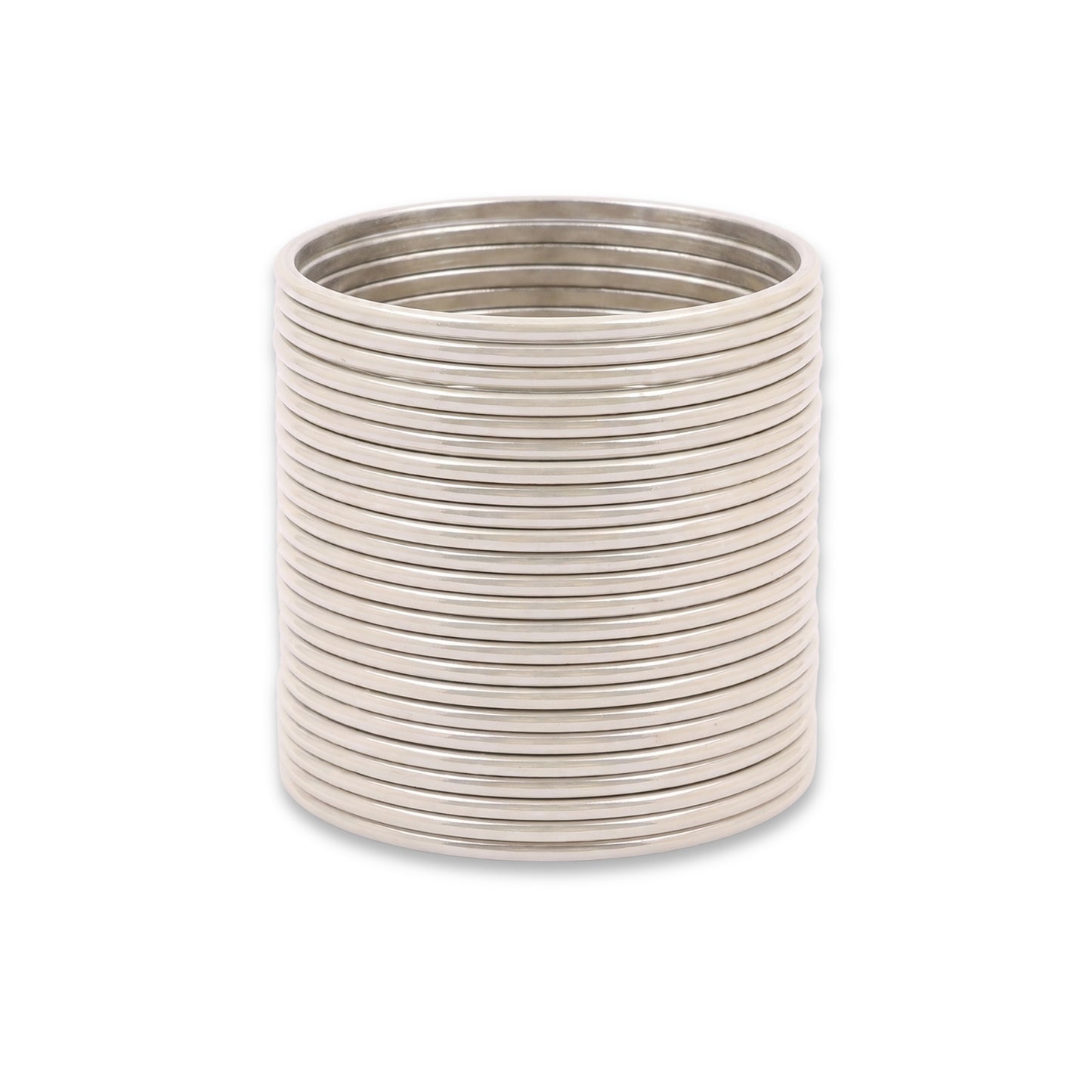 off white plain metal bangles – 24 piece indian jewellery set