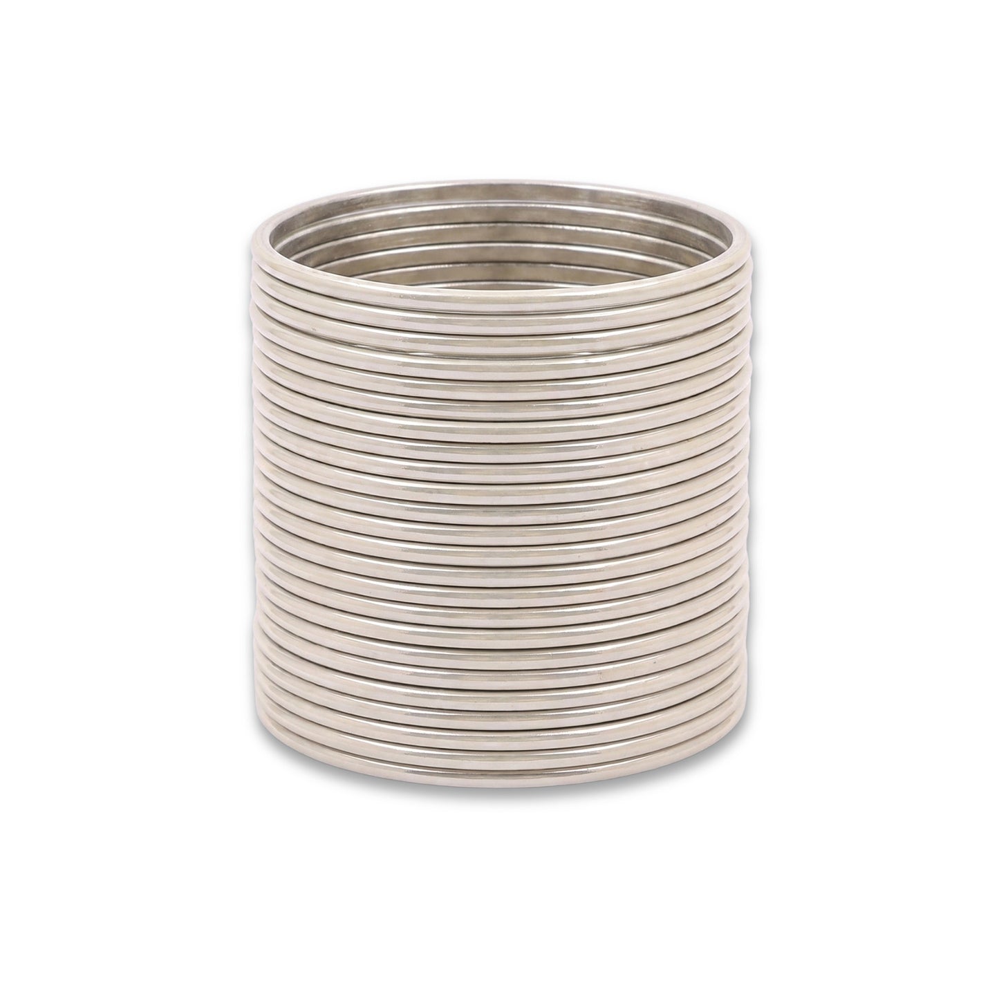 off white plain metal bangles – 24 piece indian jewellery set