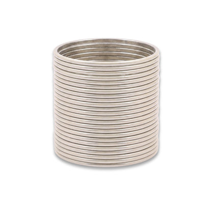 Off White Plain Metal Bangles – 24 Piece Indian Jewellery Set