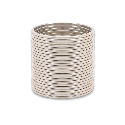 Off White Plain Metal Bangles – 24 Piece Indian Jewellery Set