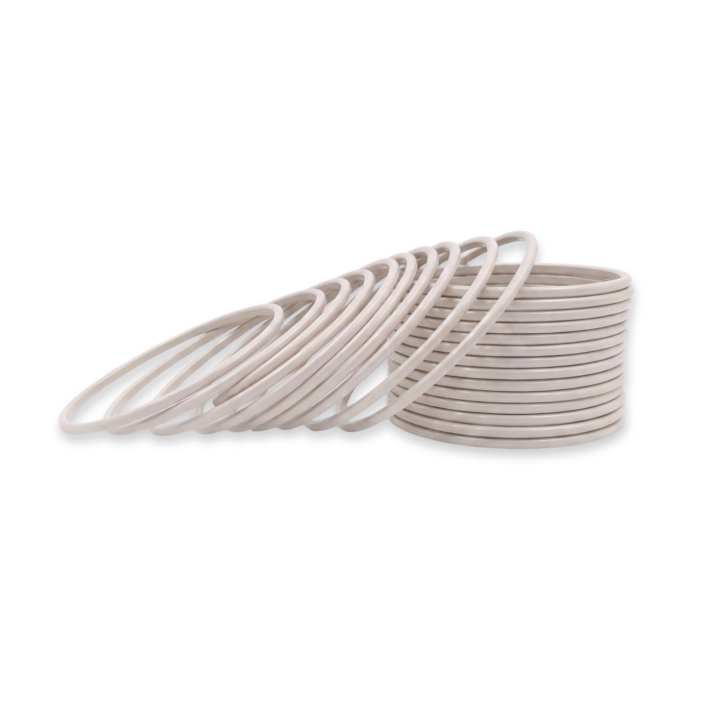 off white plain metal bangles – 24 piece indian jewellery set
