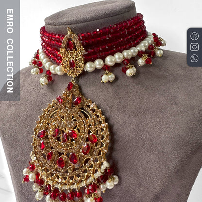 Elegant and Simple Maroon Choker – A Stunning Indian & Pakistani Jewelry Piece for Your Next Eventvent