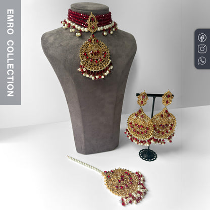Elegant and Simple Maroon Choker – A Stunning Indian & Pakistani Jewelry Piece for Your Next Eventvent