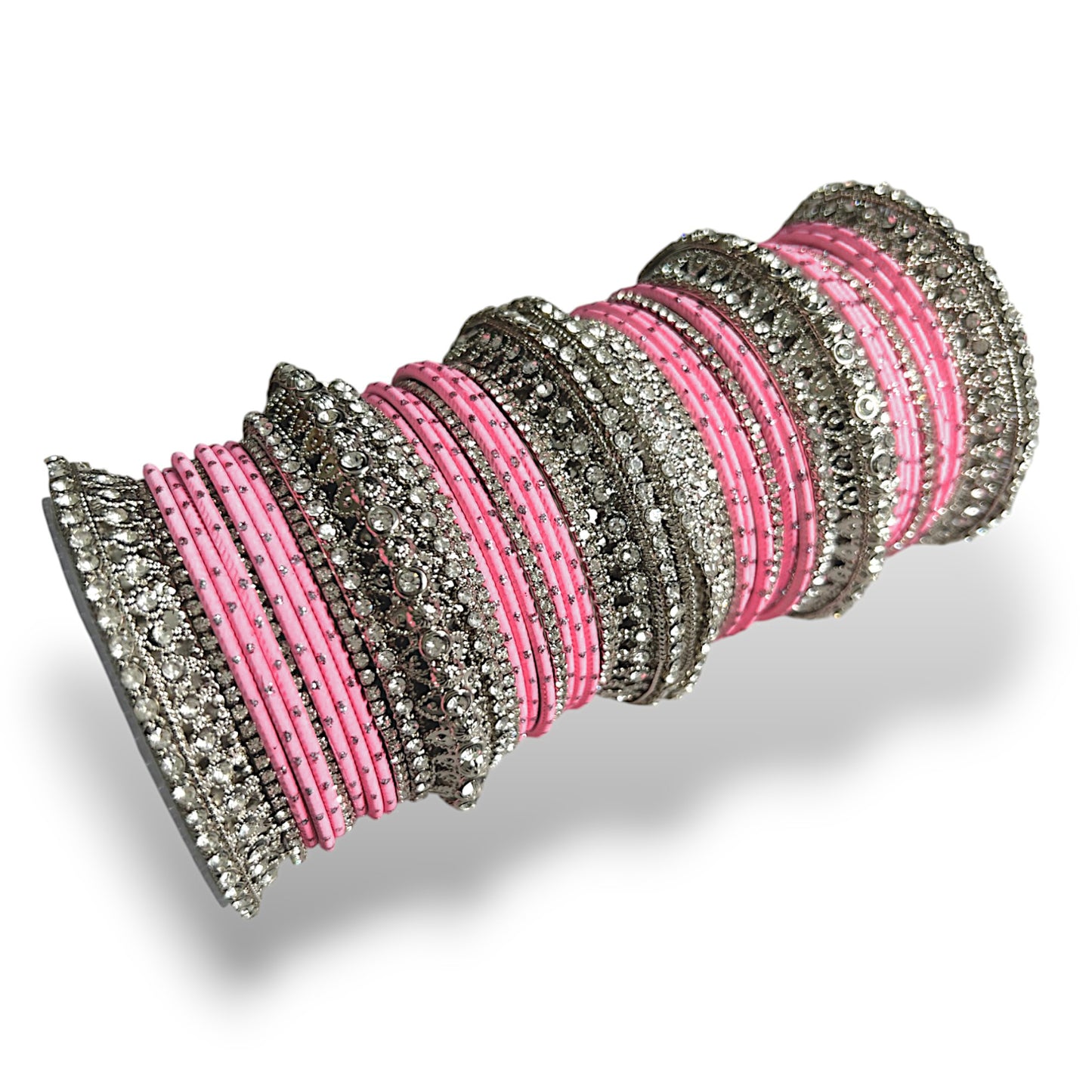 silver and pink bridal bangles set – elegant indian wedding choora