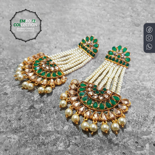 Elegant dark green long earrings, perfect for weddings and parties, crafted from high-quality materials for a stunning look