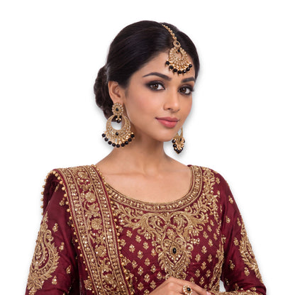 Black earrings tikka set jewellery set