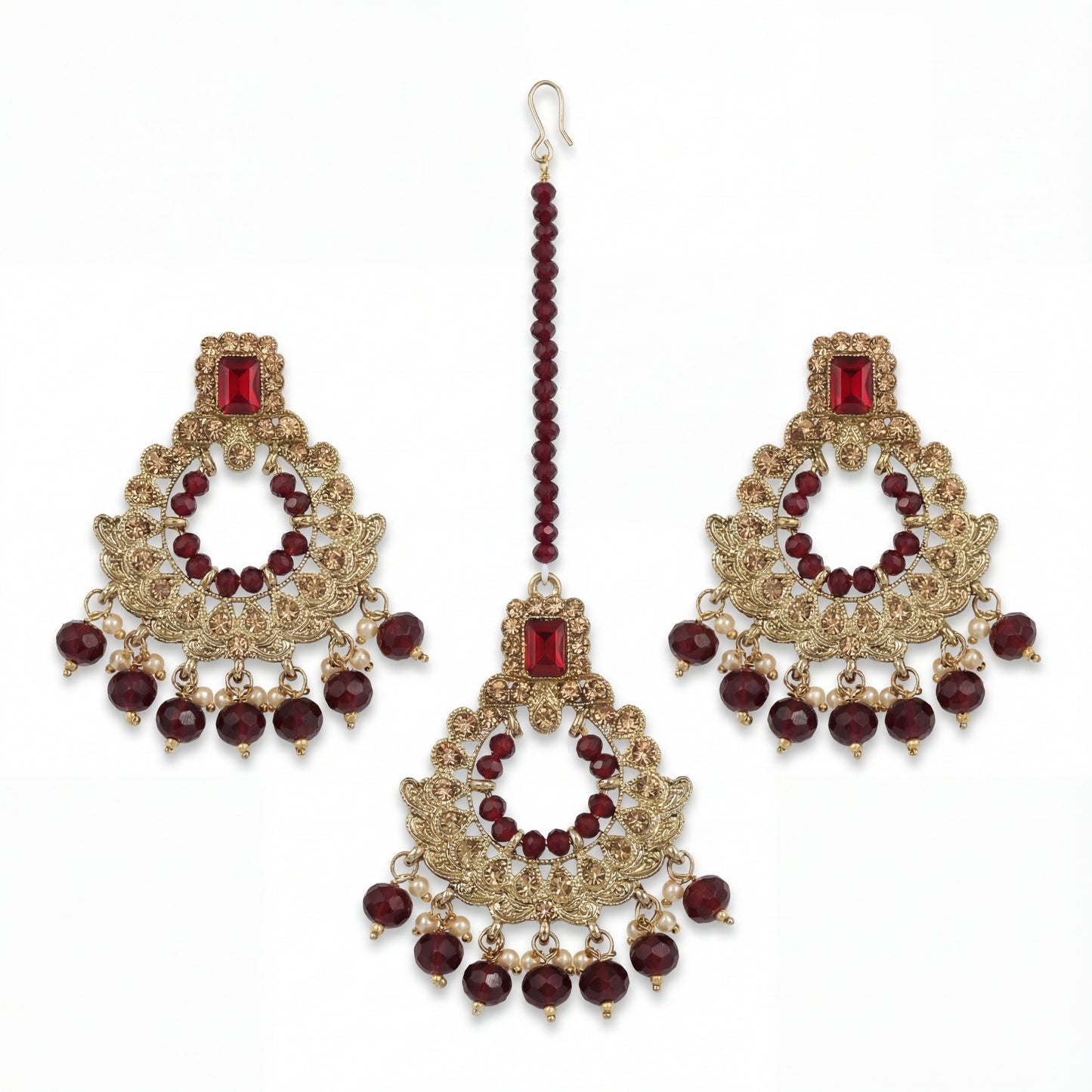 golden and maroon earrings, indian jewellery for wedding and parties