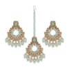 Light Green Earrings with Maang Tikka | Pakistani Jewellery