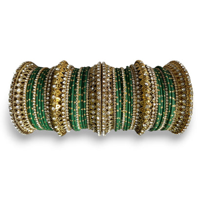 Traditional Green Bangle Set – Fancy Bridal Bangles for Indian Weddings