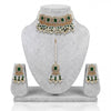 Pakistani Simple Green Choker Set – Wedding Jewellery with Earrings & Tikka
