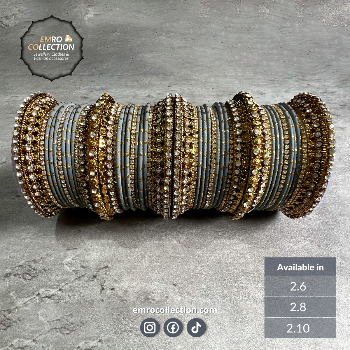 elegant gold and grey bridal bangles set, perfect for indian weddings and parties, high-quality jewelry for brides