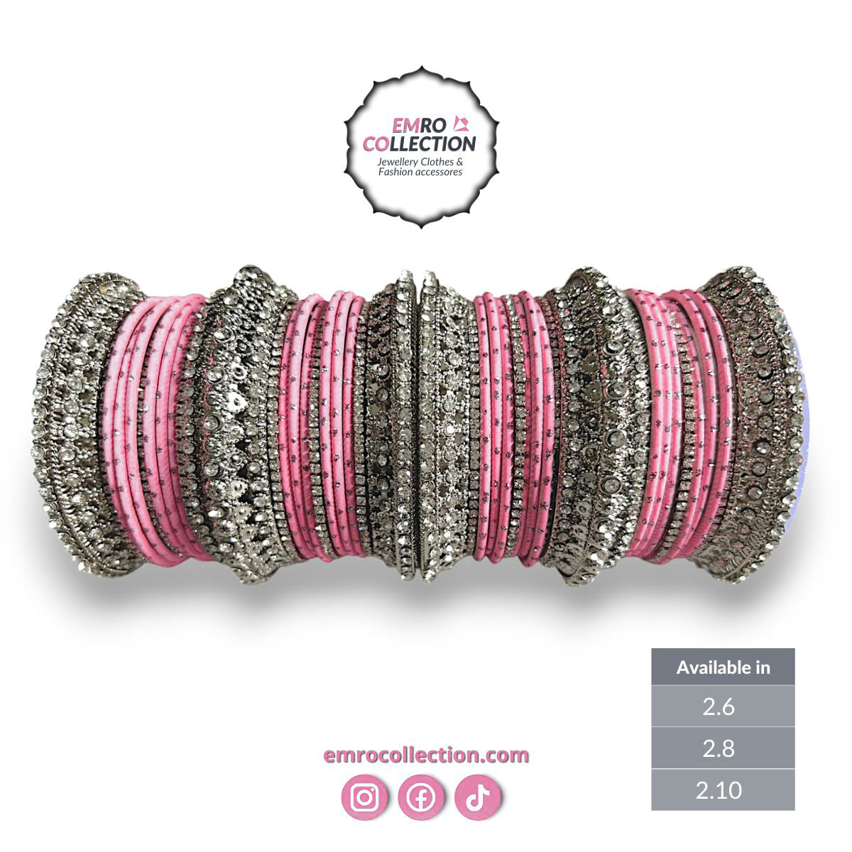 silver and pink bridal bangles set – elegant indian wedding choora