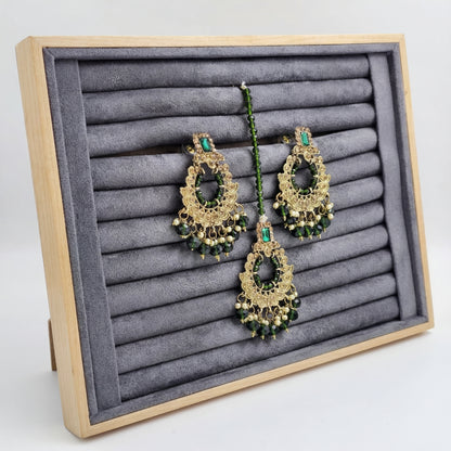 Green Earrings and Mang Tikka Set