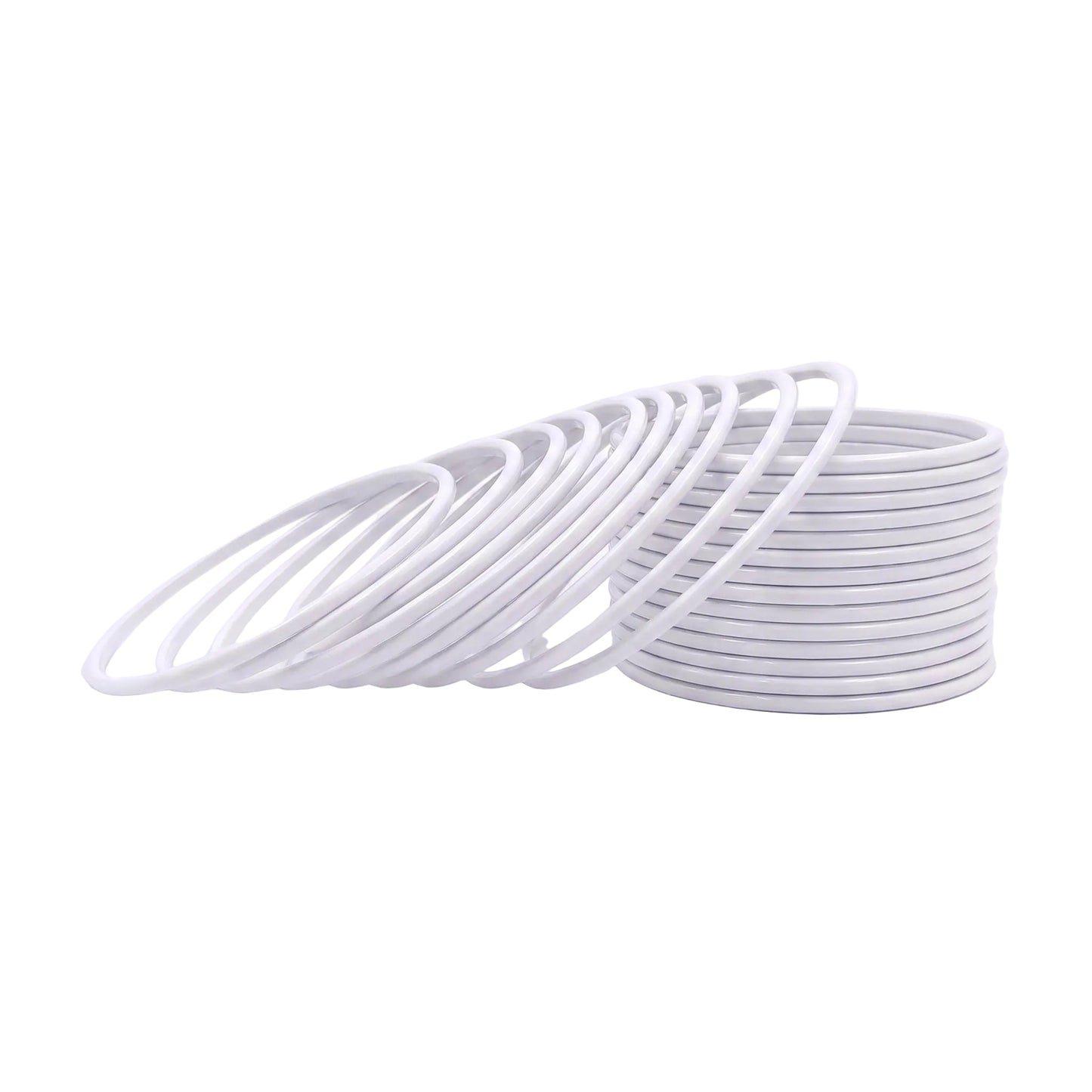 white plain metal bangles – 24 piece indian jewellery set