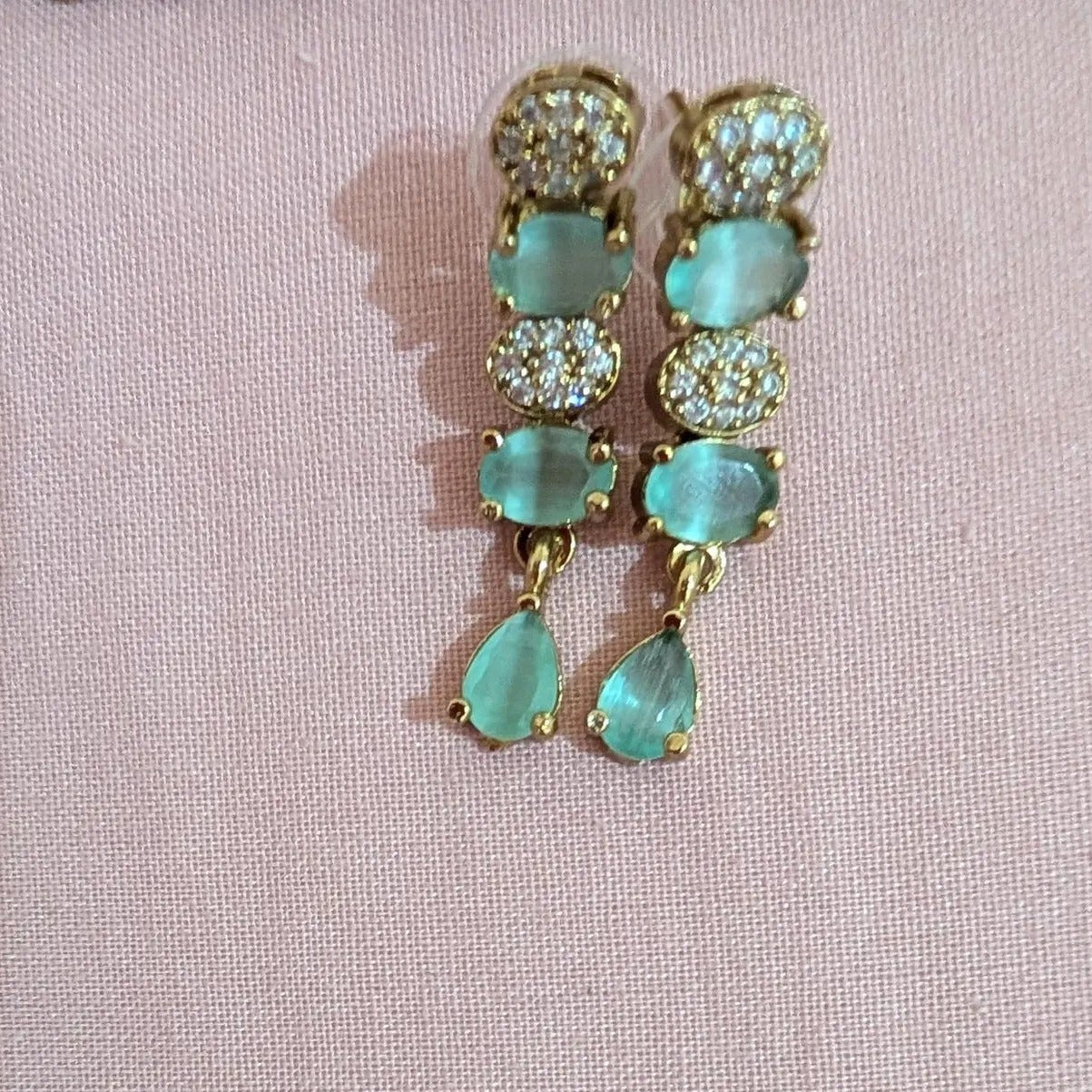 Mint Green Choker Necklace Set with Earrings and Tikka for a bridal look