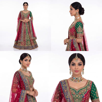 A model wearing the complete Multi Choker Necklace Set, styled for a mehndi celebration night