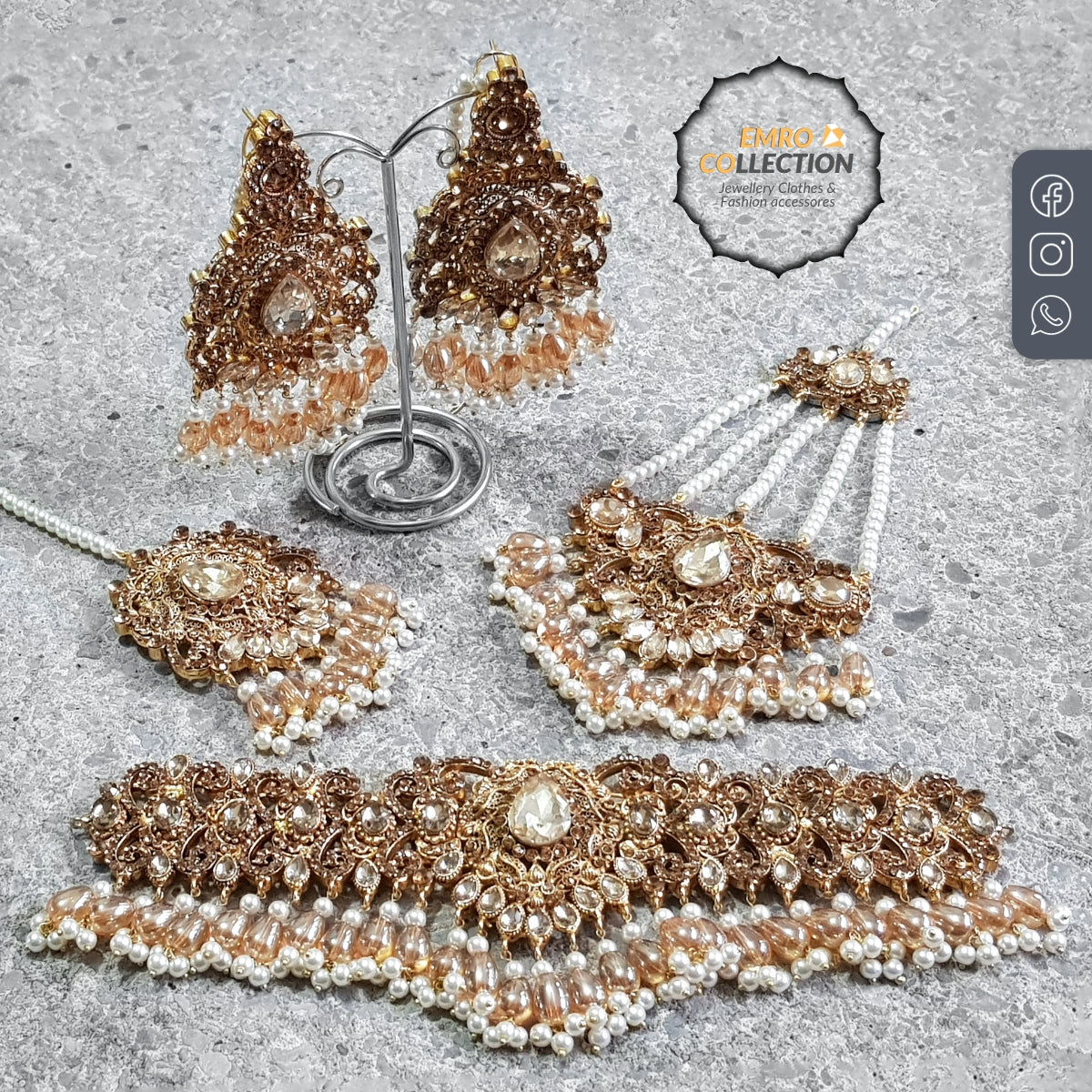 Pakistani Golden Bridal Choker set for your next event!