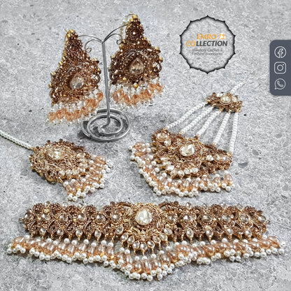 Pakistani Golden Bridal Choker set for your next event!