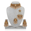 Pakistani Champagne Semi-Bridal Choker Set with Earrings, Maang Tikka & Jhoomar