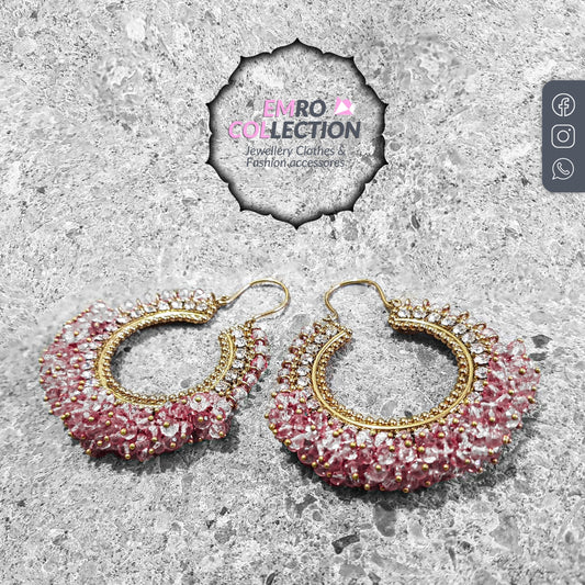 baby pink chand bali earrings,