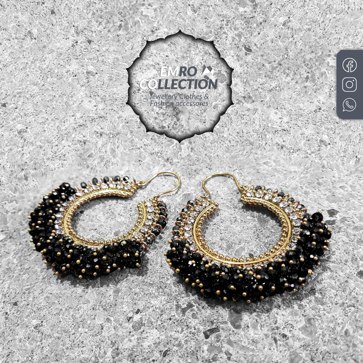 Black chand bali earrings