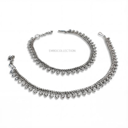 Traditional silver anklet payal bridal jewellery for women
